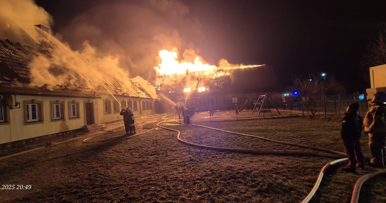 Pożar szkoły podstawowej w Warmińsko-Mazurskiem